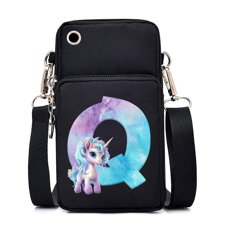 Sac de téléphone portable à imprimé lettre Licorne Léger à transporter Sac bandoulière multifonction