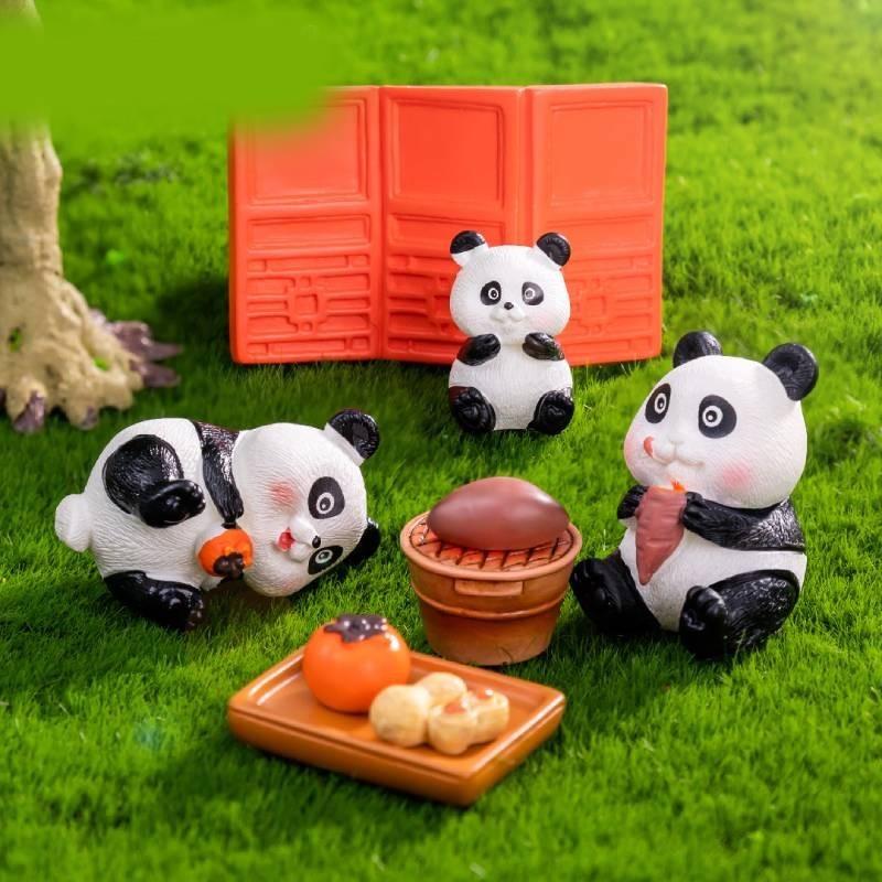 Resin Panda Diy Figurines Microlandscape Craft Set Miniature Tea Decor Party