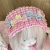 Elegant Pink Plaid Headband Imitation Pearl Lolita Hair Band Lace Bow Hair Accessory  Daily Wear