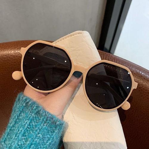 New Round Sunglasses Woman Fashion Irregular Big Frame Vintage Sun Glasses Female Shades Retro Mirror Milk White Brown Glasses