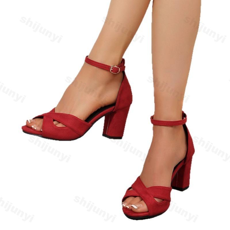 Fashion Fashion Cross Strap Thick Heel Fish Mouth Casual Sandals for Women 2025 Summer New Open Toe Comfortable Elegant Beach Cool Pumps