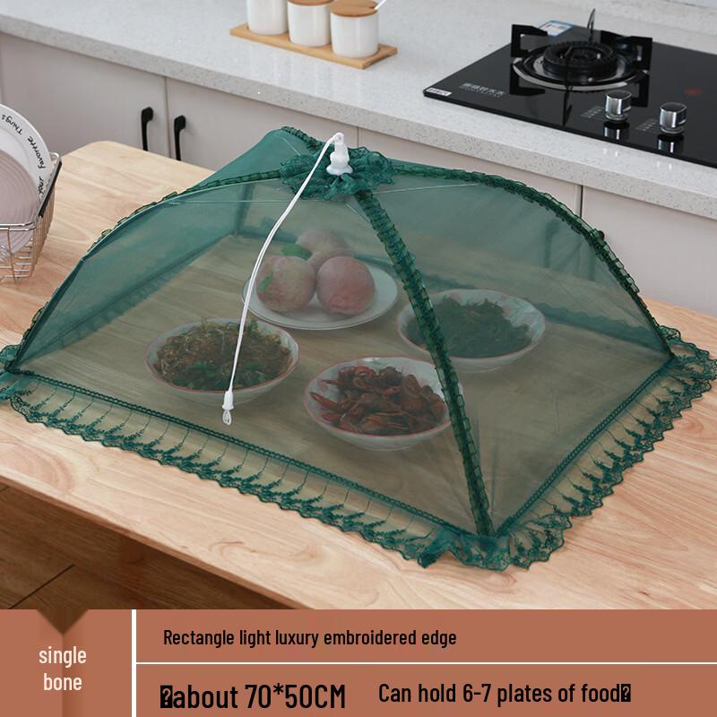 Foldable Rectangular Mesh Food Covers with Embroidered Edge (2-Pack)