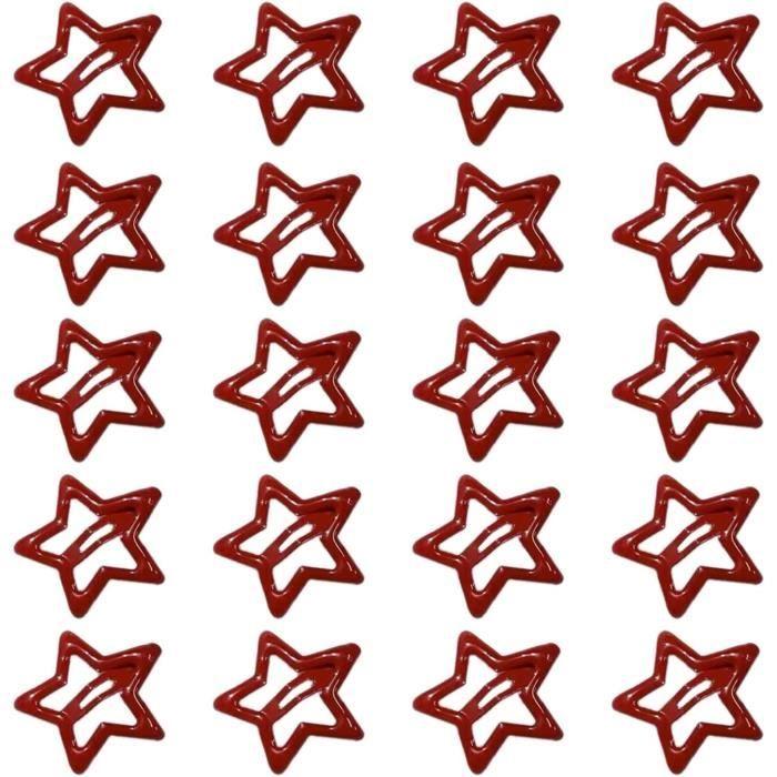 Lot de 20 barrettes à cheveux en forme d'étoile rouge pour cheveux en forme de bec de canard