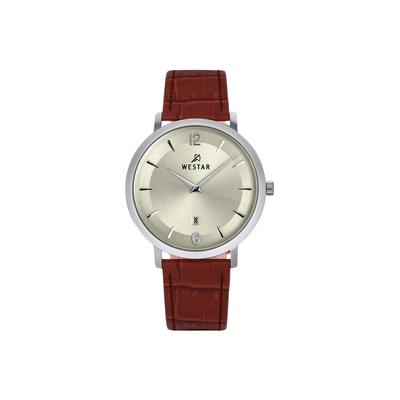 Reloj de cuarzo para hombre Profile 50219STN122 con correa de piel y esfera color champán claro