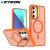 KEYSION Lens Stand Magnetic Phone Case for MagSafe for Samsung Galaxy A55 5G A35 A25 A15 A05S Matte Translucent Shockproof Cover