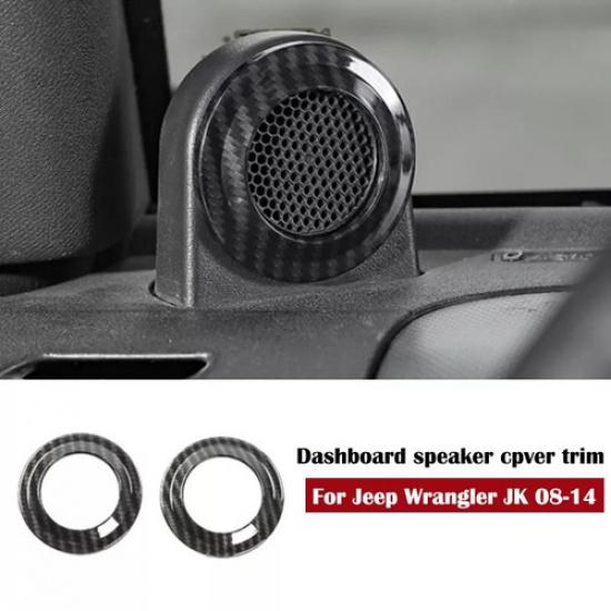 For Jeep Wrangler JK 2008-14 Carbon fiber A pillar horn Speaker frame cover trim