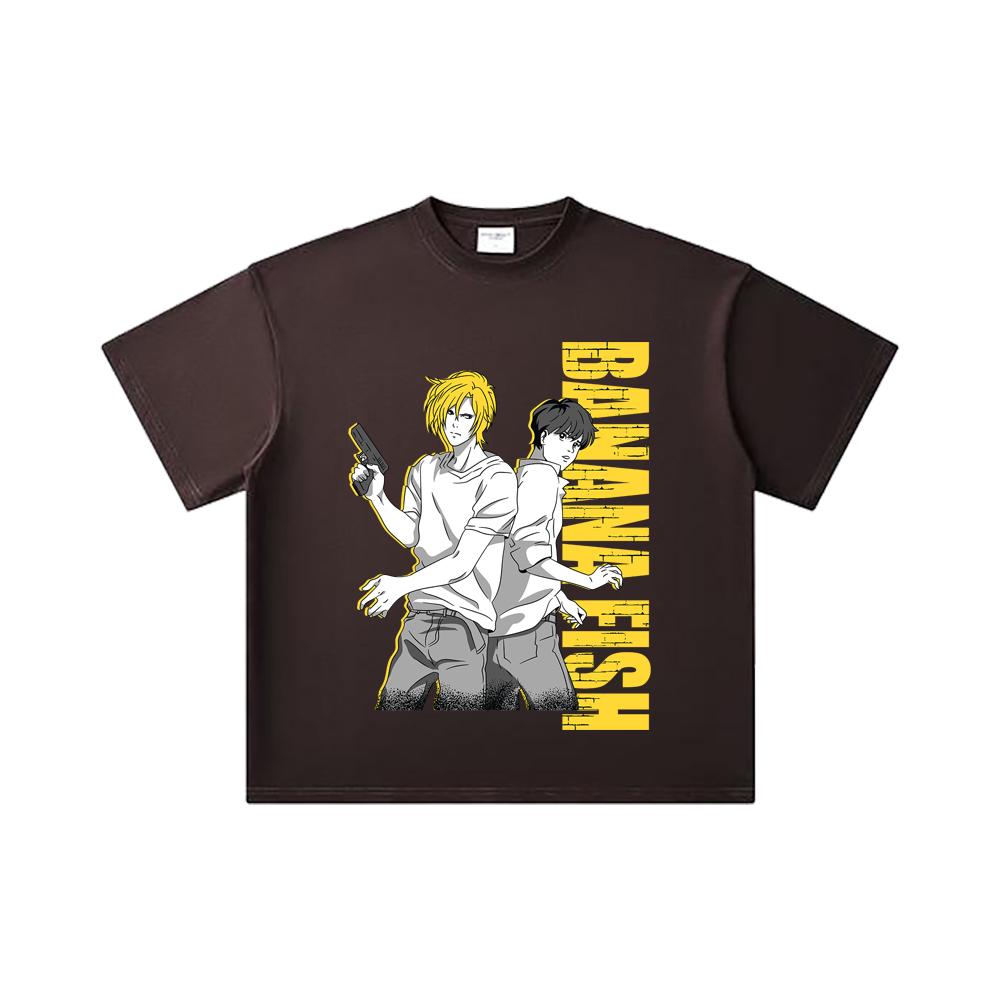 260 GSM Double Yarn 32 Count 100% Cotton Banana Fish V1 Print Unisex Heavy Cotton T Shirt… More