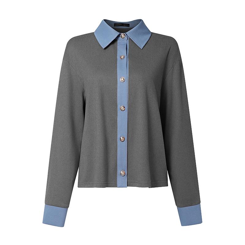 ZANZEA Women Casual Splice Turn Down Collar Long Sleeve Blouse
