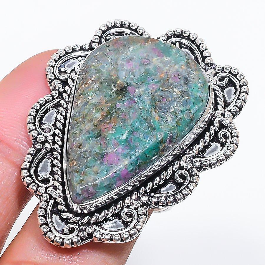 

Натуральный Рубин Фухсит Камень 925 Пробы Серебро Ювелирное Кольцо Размер 9 AR-16659