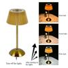 3 Color Lights Small Pleated Table Lamp Touch Control Stepless Dimmable Desk Ambient Light Fabric Shade Cordless