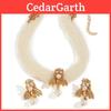 Pearl Animal Jewelry Set With Gold Small Bee Pendant And Earrings For Women