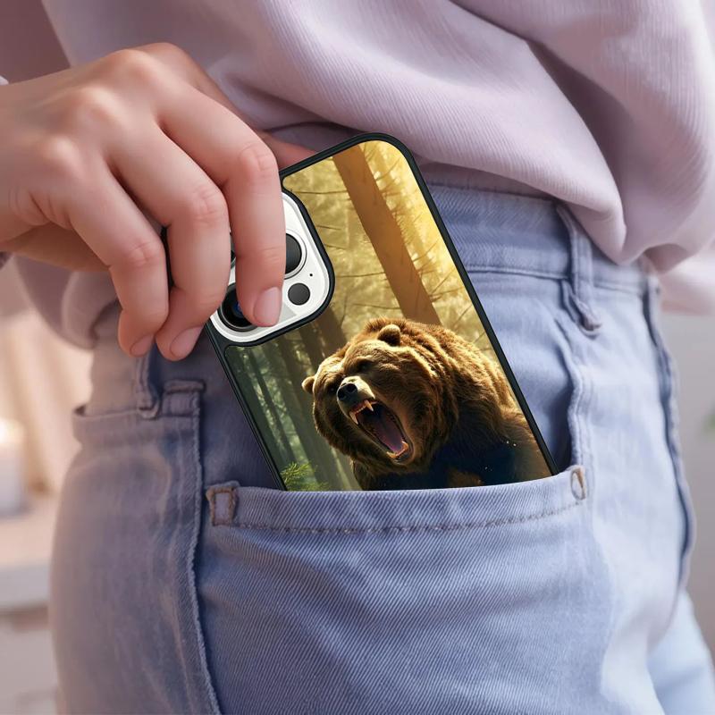 Cute Grizzly Bear Phone Case For iPhone 17 Air 15 16e 14 13 Pro Max Coque 12 11 Pro Max PLUS cover
