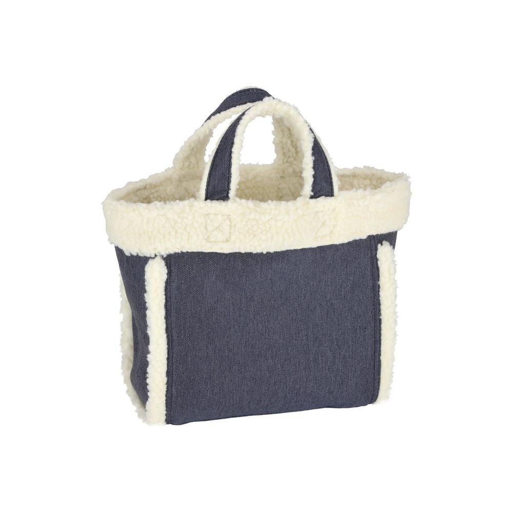 Lesportsac Medium Denim Wash/Sherpa Small Two-Way Tote Bag [1559.La12]