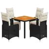 vidaXL Garden Bistro Set 5 Pcs Cushions Black Poly Rattan