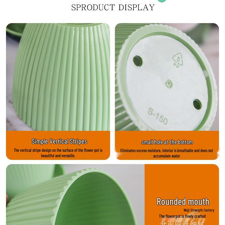 Small Vertical Stripe Resin Succulent Pot - Echeveria Non-Ceramic Planter for Home or Balcony