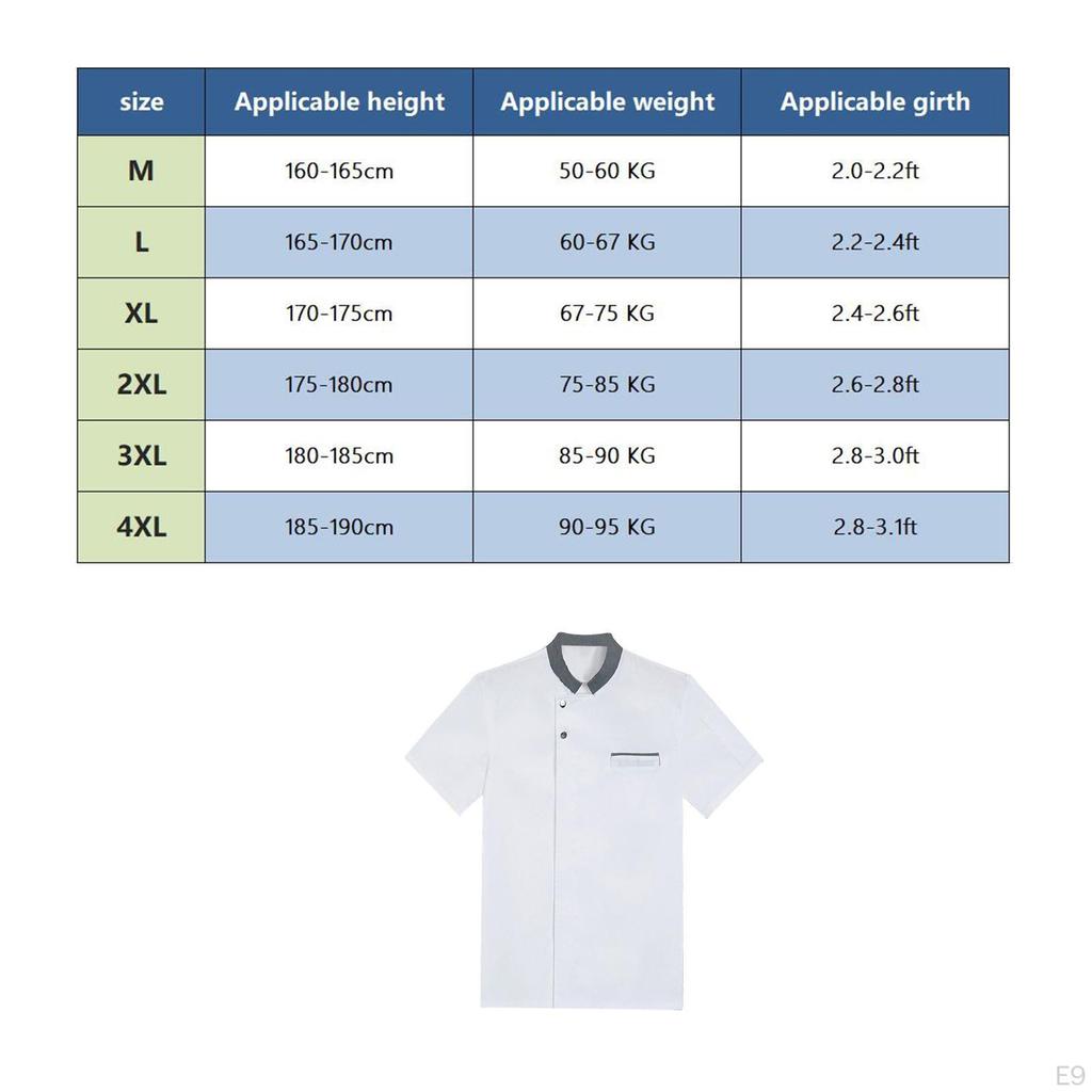 Chef Coat Jacket Overalls Short Sleeve Top Food Service Summer Snap Button Clothes Workwear for