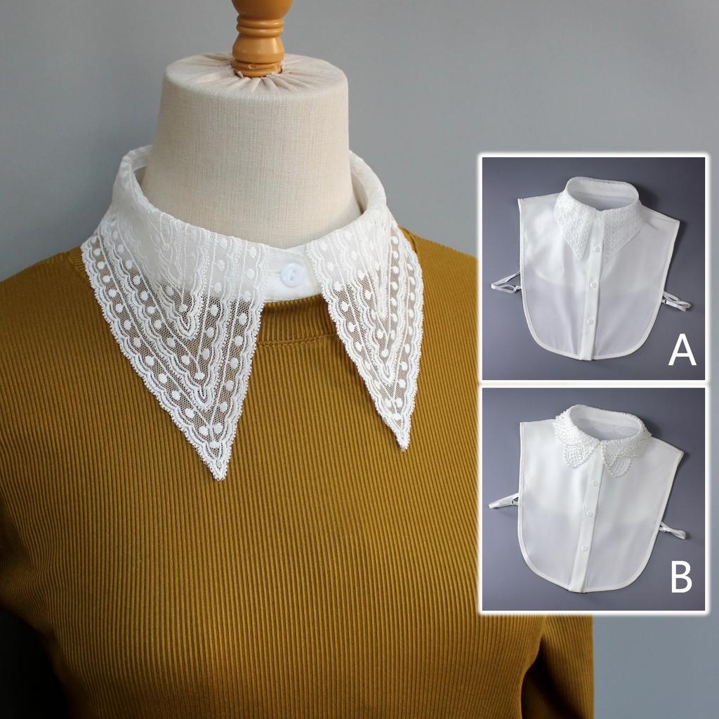 1 high-end hollowed detachable collar with lace & bead embellishment, elegant preppy style, versatile for all seasons, matches s