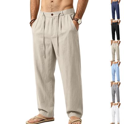 Men's Linen Casual Loose Fit Straight Leg Pants for Everyday Wear