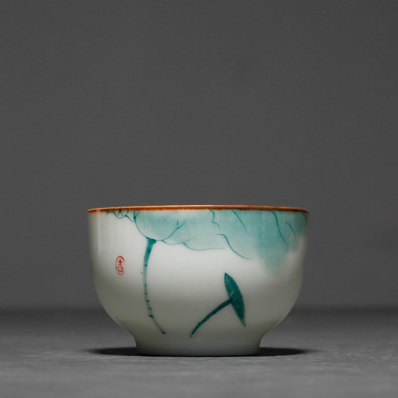 1 Stück Chinesischer Keramik-Teetassen-Untersetzer Handgefertigt Lotus-Teeschale Porzellan-Teetassenmatte Haushalts-Meistertasse Persönliches Teegeschirr 55ml