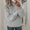 Damen Casual Rundhals-Pullover - Langärmlig, Gerippte Textur, Weich und Bequem, Frühlings- und Herbstbekleidung | Rundhals-Pullover | Textur