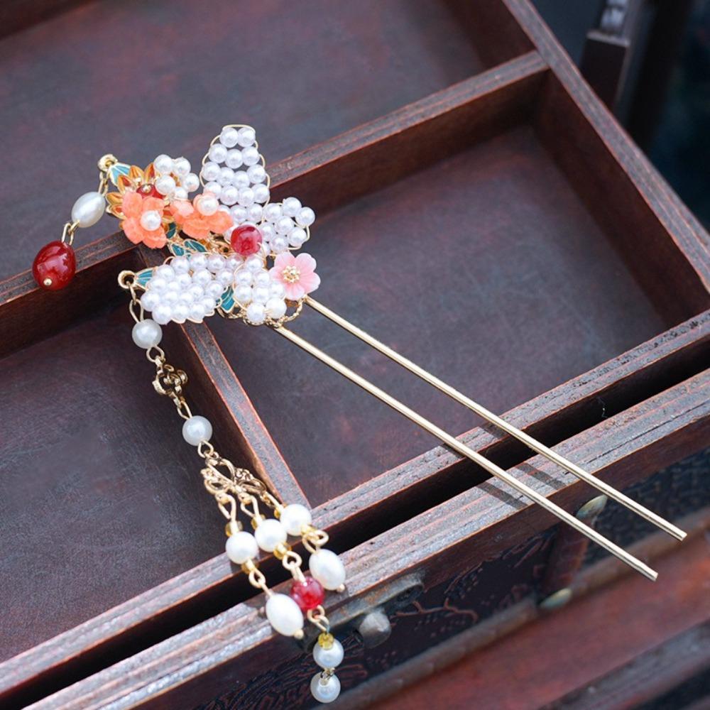 Pearl Chinese Style Hairpin Set Tassel Butterfly Hair Comb Ancient Style Hanfu Hair Stick Women