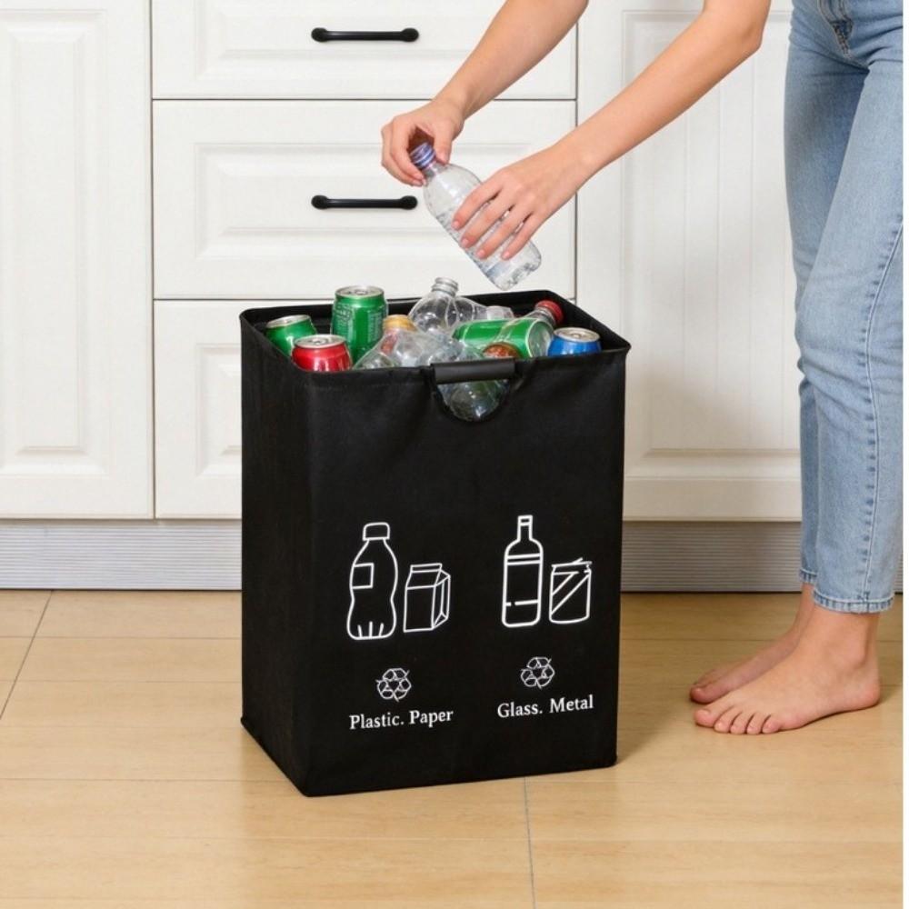 Large Capacity Empty Bottle Storage Basket With Handle Folding Design Kitchen Trash Can Durable Foldable
