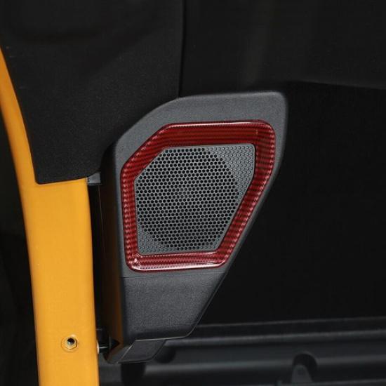 Fit For -2024 Ford Bronco Red Carbon Fiber Rear Trunk Speaker Cover Trim 2P