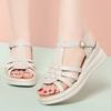 5.5cm Comfortable All Match Soft Leather Gladiator Sandals Platform Shoes 2025 Summer Womens Med Heels Wedges Sandals Office Mom
