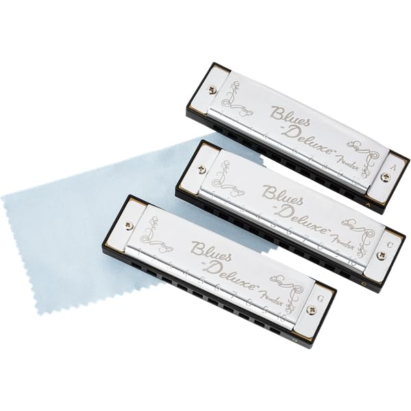 Deluxe Harmonica Pack of 3 with Case of 3 Fender/Blues [Set Harmonicas]