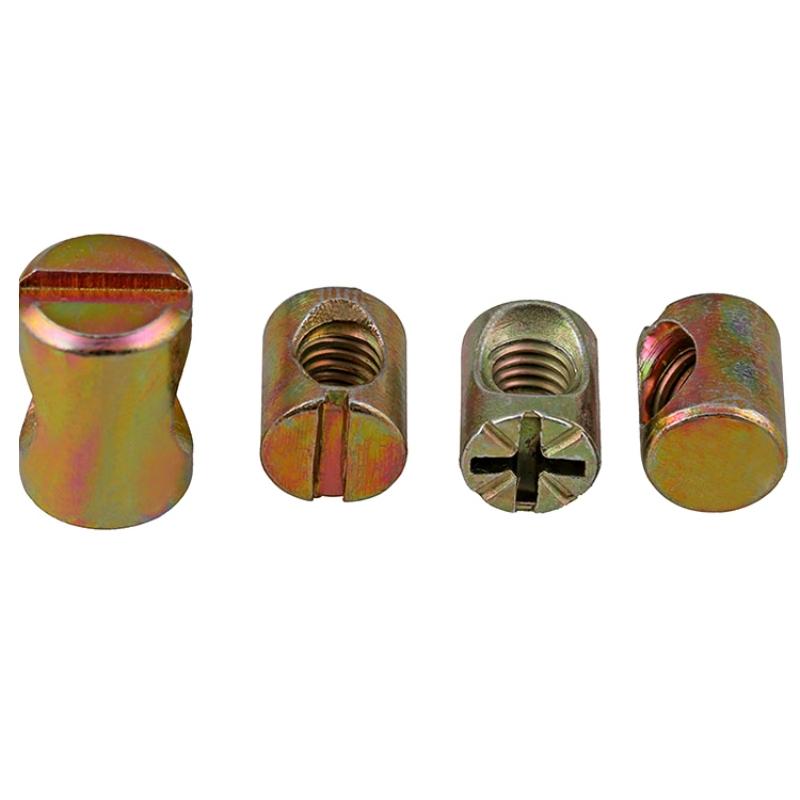M6 M8 Barrel Nuts Bolts Cross Dowel Slotted Hammer Embedded Nut Horizontal Hole Nut For Beds Chairs Furniture