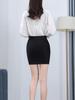 Women's High Waist Elastic Pencil Skirt with Pockets - Black