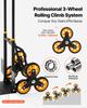 Stair Climbing Cart, 150 kg Stair-Climbing Capacity, Heavy-Duty Folding Trolley Cart with Telescoping Handle, 6 Wheels and 2 Bungee Cords, Stair