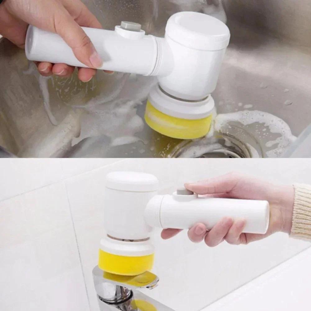 

Kitchen Household Small Cleaning Tools Multifunctional Electric Brush USB 5-in-1 Handheld Bathtub Brush Cleaner Sink Tools