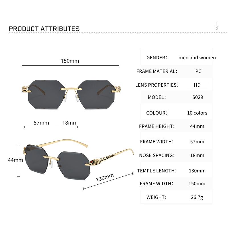 Retro Sunglasses Men Brand Designer Fashion Rimless Sun Glasses Shades Cutting Lens Ladies Frameless Eyeglasses