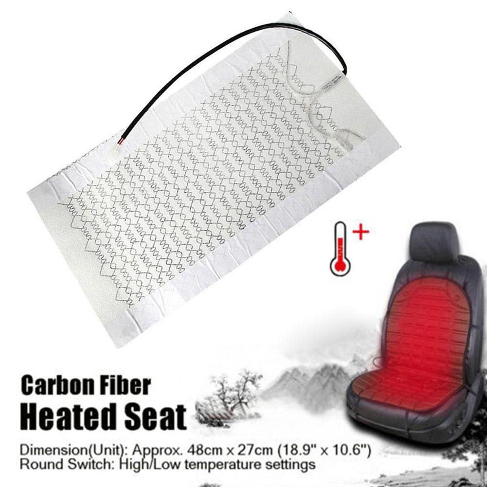 Universal Car Seat Heater Pad  12V Temperature Adjustable Round Switch Controller Carbon Fiber Seat Heating Pad
