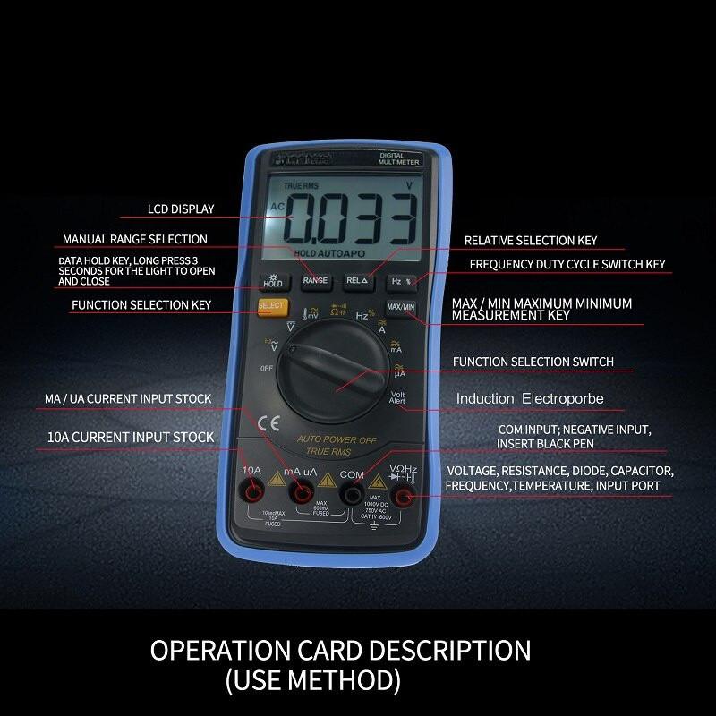 DT-17N High Precision Multimeter HD LCD Display Multimeter Portable Automatic Digital Instrument Tester