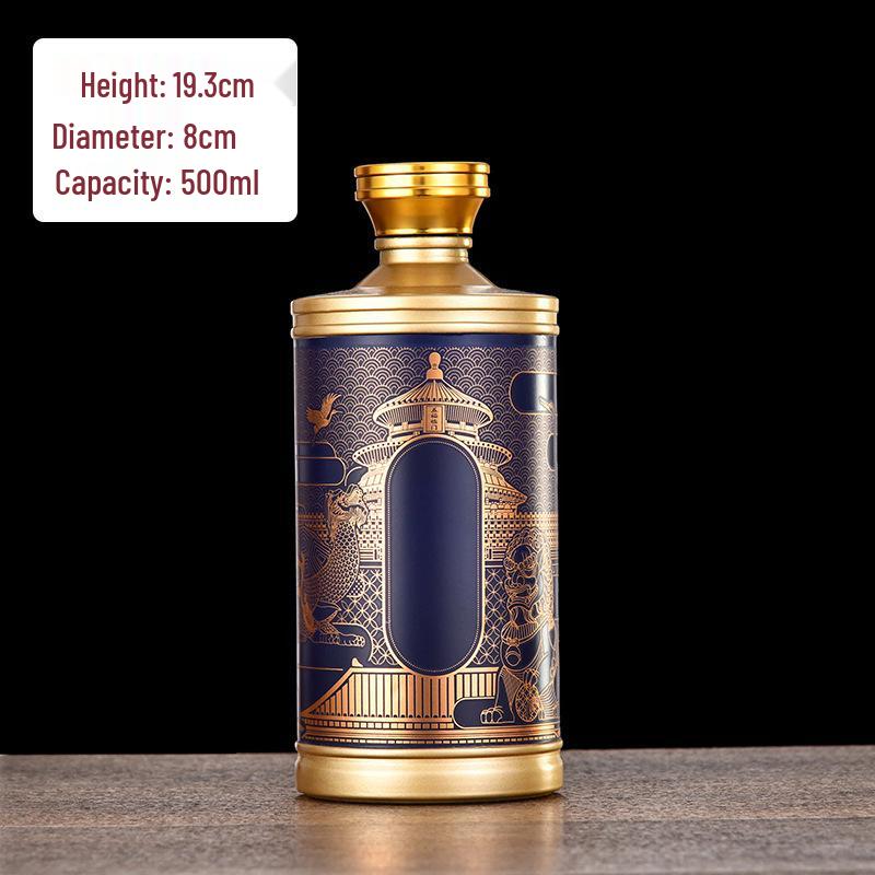 500ml Painted White Baijiu Bottle - Empty, High-Grade Gift Packaging for Weddings.