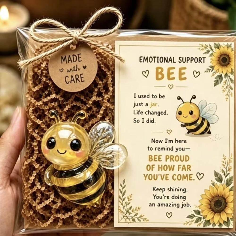 Cute Emotional Support Animal Gift Set Resin Encouragement Card Gift Kit Nightstand
