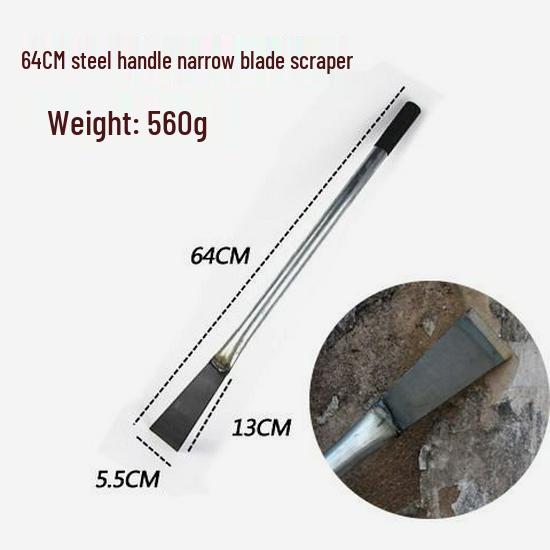Kompakte Manganstahlschaufel: Schmale Klinge, Verlängerter Holzgriff, Scharfer Flachkopf – Ideal für Eis, Schnee, Zement und Wandreinigung.