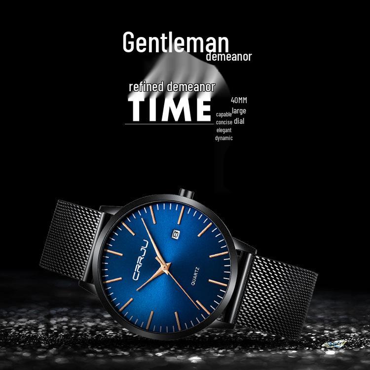 CRRJU 2172 Men's Casual Watch - Simple, Ultra-Thin Design with Calendar for Students and Professionals