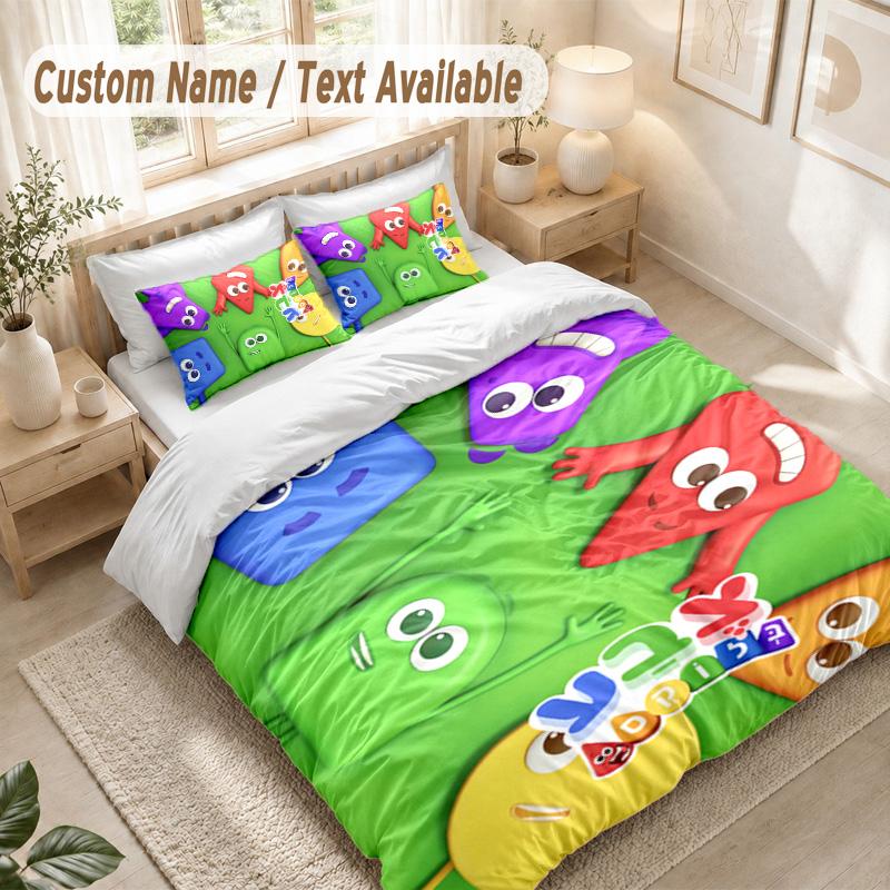 Alphablocks Bettwäsche-Set, 1 Bettbezug & 2 Kissenbezüge Weich Bequem Schlafzimmer Heimtextil Dekoration