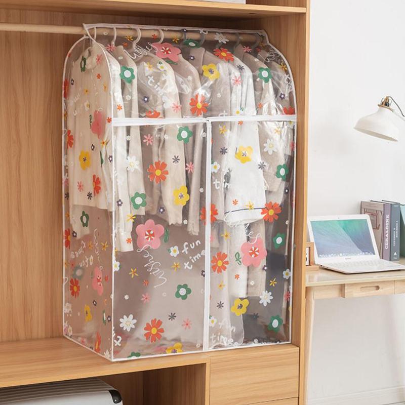 Sun Flower Transparen Dust Cover With Zipper Wardrobe Dust Cover Cloth Coat Suit Storage Bag Student Dormitory Storage Supplies