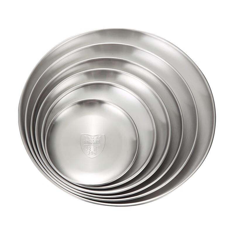 Stainless Steel Round Korean Style Matte Serving Plates