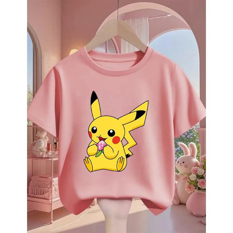 Pikachu Kids T Shirt 3-14Y Boys Girls Summer Cute Kawaii Crew Neck Fashion Street Hot Cartoon Casual Children