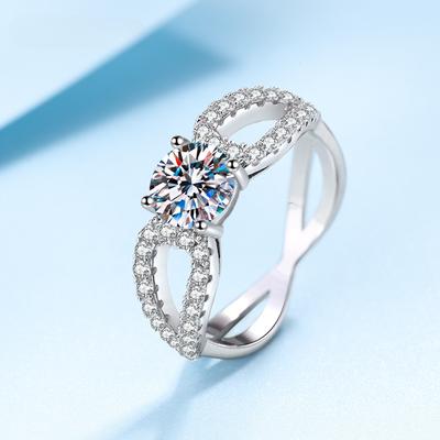 100% Real Moissanite Pass Diamond Test 1.0 CT 6.5mm 925 Sterling Silver Women Twist Figure 8 Rings Wedding Engagement Jewelry
