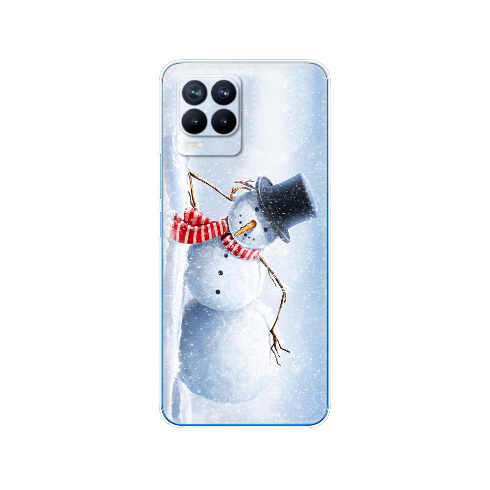 Für Realme 8 Hülle 6,4 Zoll Rückseitige Telefonabdeckung Für Realme 8 Pro OPPO Realme8 4G RMX3085 Stoßstange Winter Weihnachten Schnee Baum Neujahr