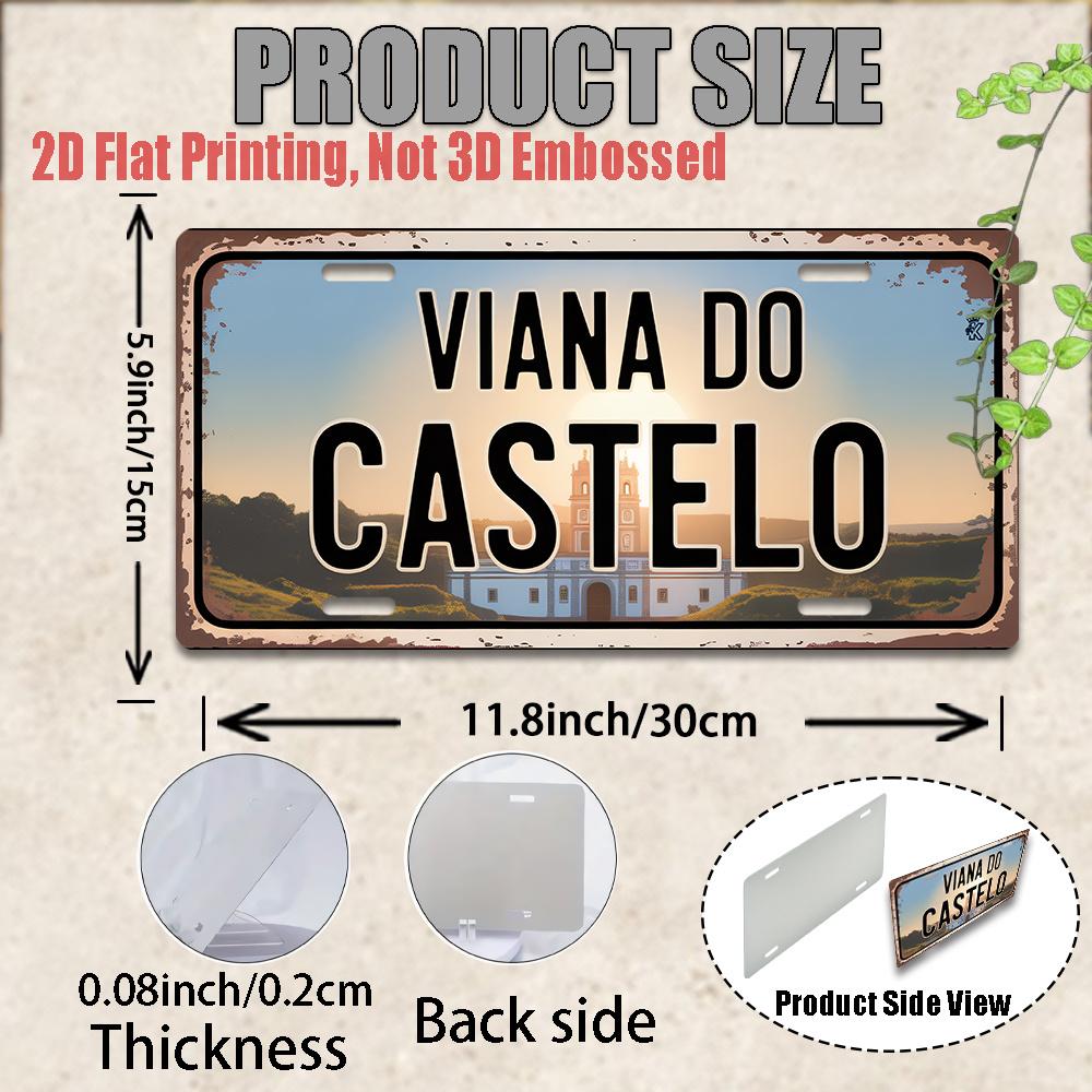 D Flat Printing Pc Vintage Aluminum Sign Only for Decoration Outdoor Wall Art VIANA DO CASTELO Aluminum Sign