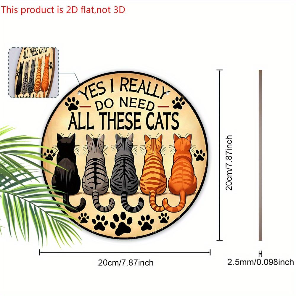 2D Flat Rustic Wooden Sign with Cat Theme, Charming Pet Decorative Plaque with Adorable Cat Pattern Design, Ideal for Front Door Decor