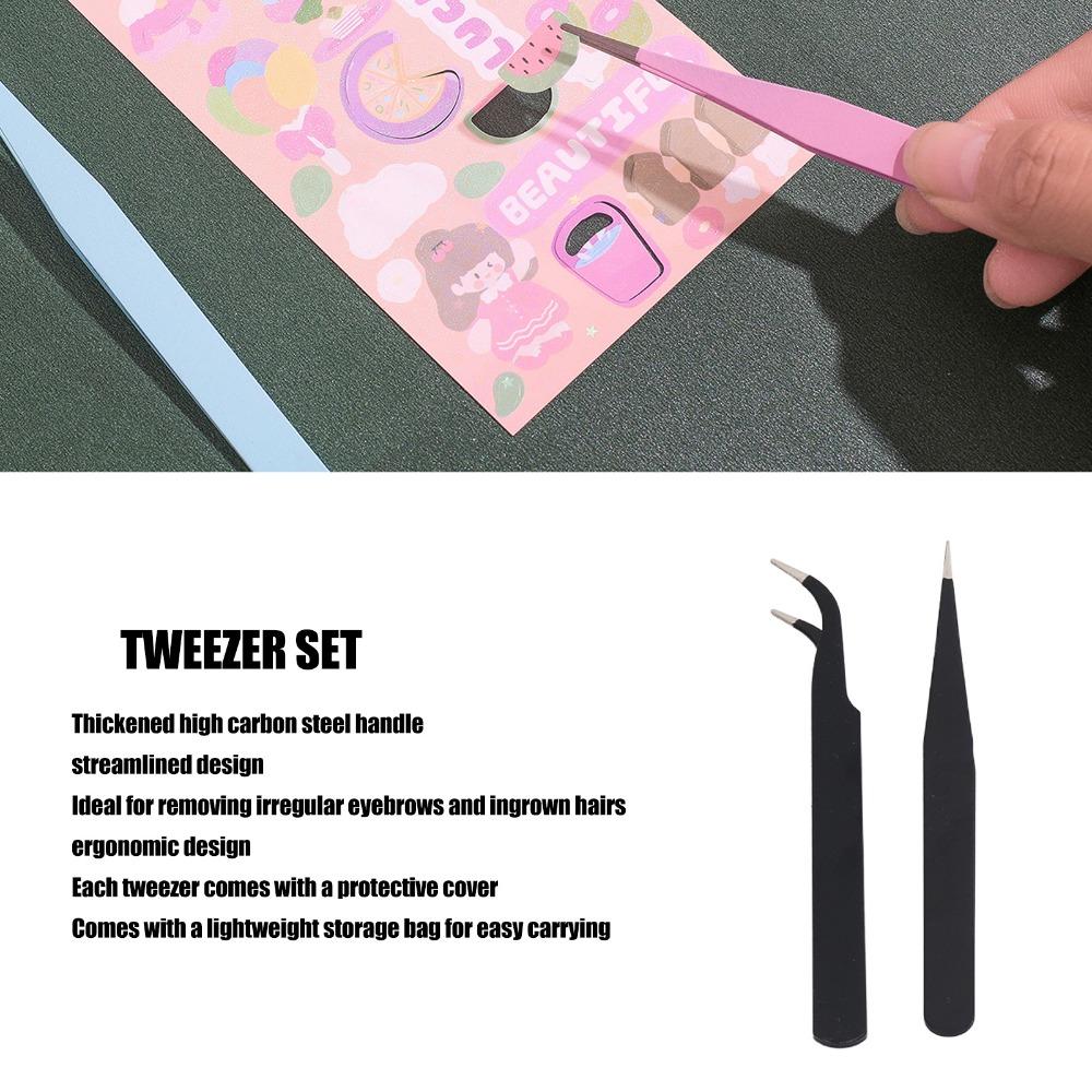 8pcs Protective Cover Tape Tweezer Thickened Handle Precision Tweezers Set Lash Extensions