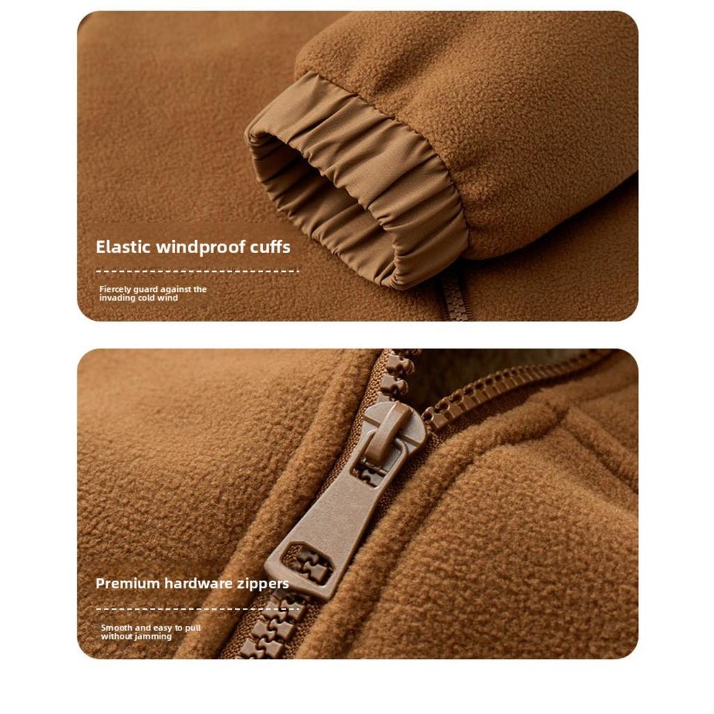 Herbst- und Winter Herren Fleecejacke, Neuer Schwerlast-Casual-Hoodie, Lammfell und Dickes Fleece Warmer Cardigan-Mantel